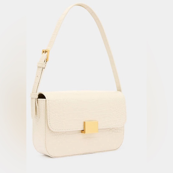 THE CURATED Mini Shoulder Bag in Cream mock croc - Picture 3 of 13